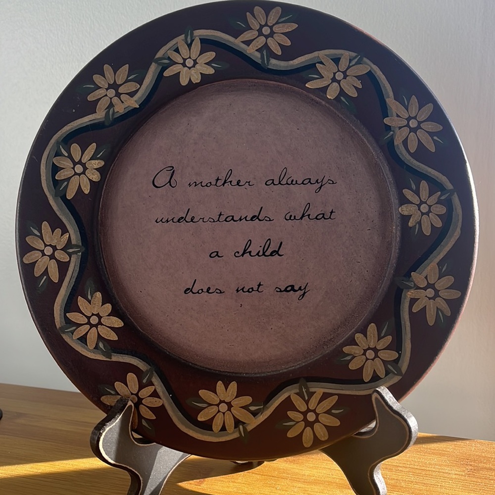Mother & Child Decorative Plate & Stand 10”